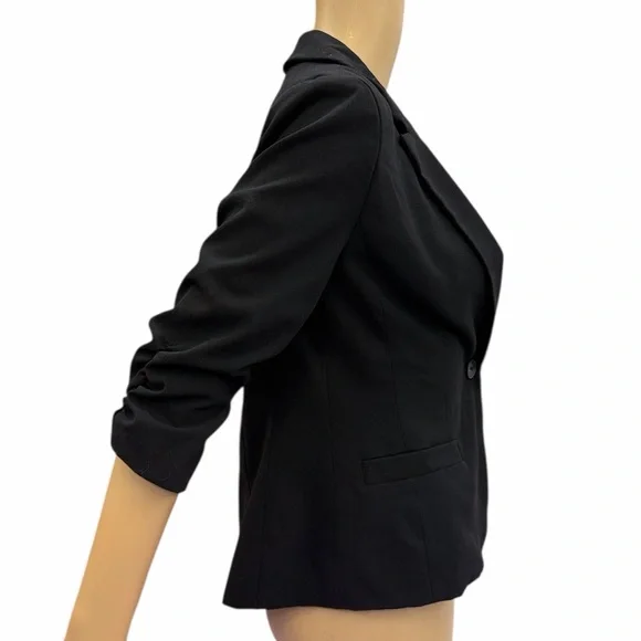 Eliza J Black Ruched Sleeve Blazer Womens Small Petite - Picture 5 of 10
